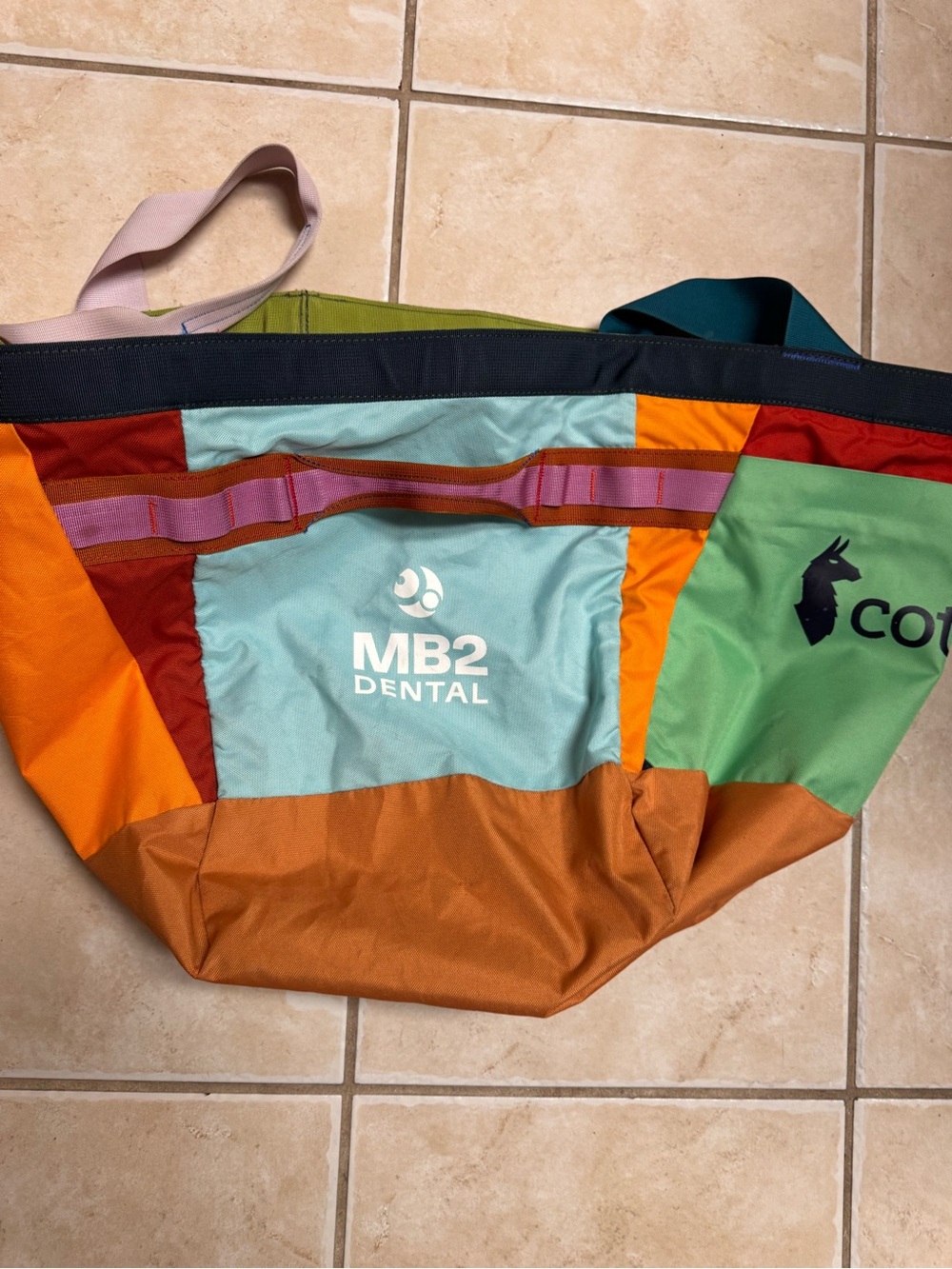 cotopaxi Multicolor Tote Bag with Orange Center and Rust Base - Picture 15 of 16